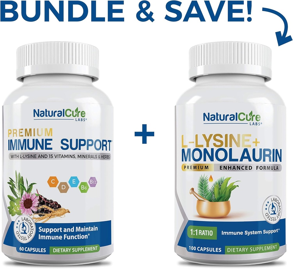 Natural Cure Labs Bundle: Immununterstützung + L-Lysin + Monolaurin