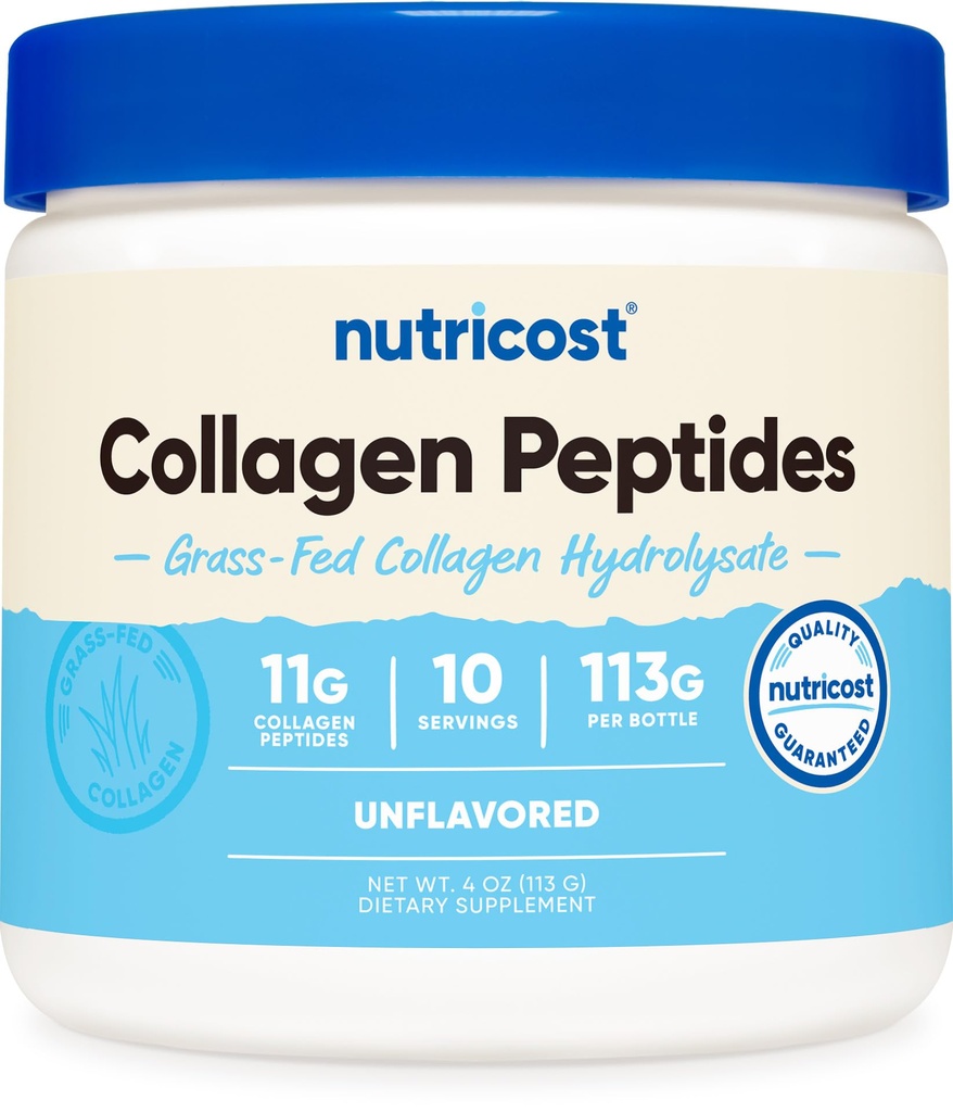 Nutricost Collagen Peptide Powder 4 oz (Unflavored) Typ I, Typ III Collagen - Grass-Fed, Glutenfrei und nicht-GMO