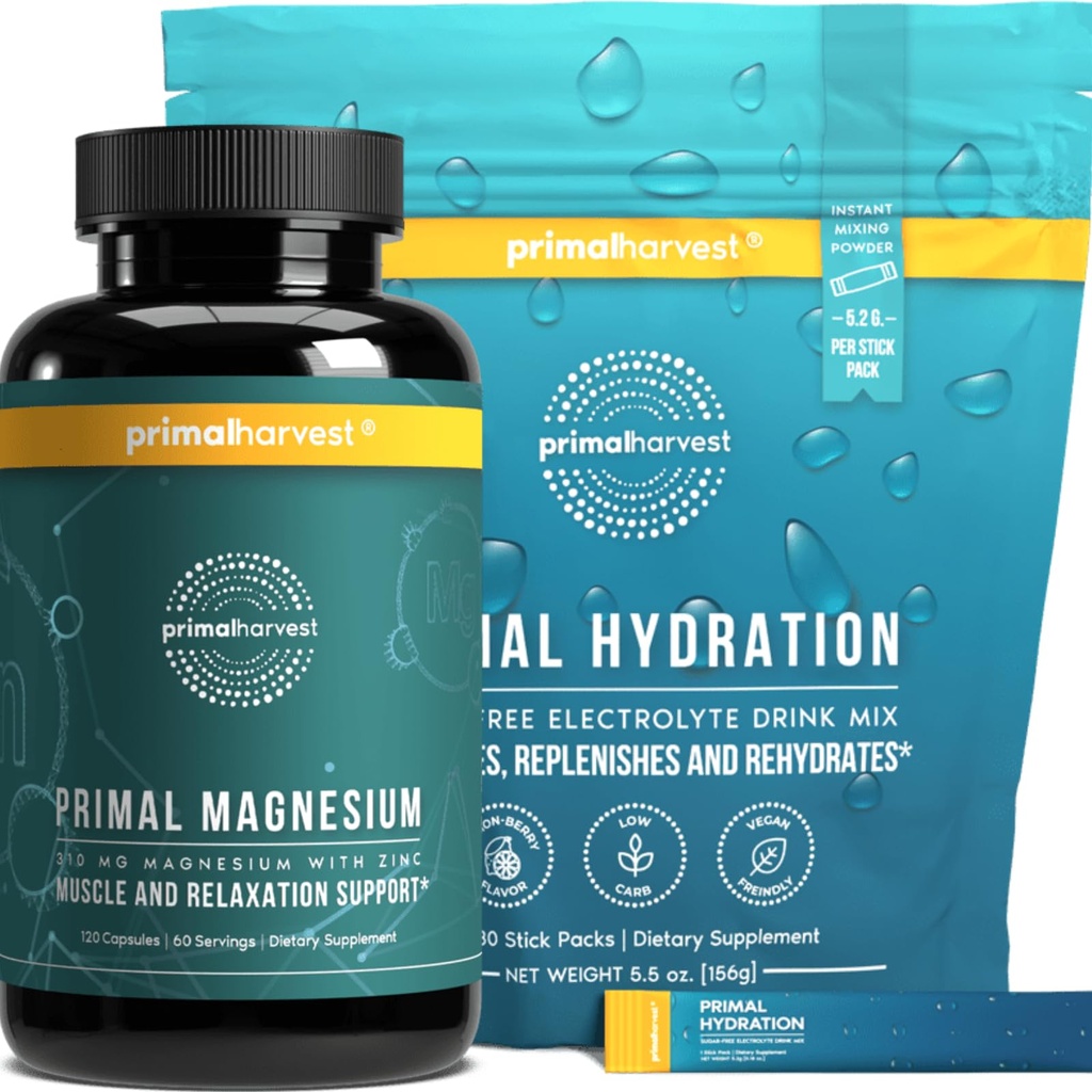 Hydration Powder & Magnesium Complex Supplements für Männer von Primal Harvest, Bundle
