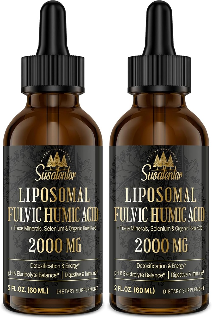 Trace Minerals Elektrolyte Tropfen 2000 MG | Flüssige Liposomal Fulvic Huminsäure Ergänzung | 85+ Spuren Mineralien | Hydration | Entgiftung | Energie | pH Balance | Verdauung | Immunität | 4 Oz