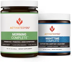 ACTIVATEDYOU Morning Complete Daily Wellness Drink (Apple Cinnamon) Nighttime Complete (Raspberry Lemonade) with Prebiotics, Probiotics, and Green Superfoods, 30 Portionen