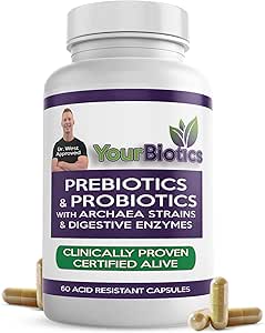 YourBiotics Präbiotika und Probiotika für Männer und Frauen - Verdauungsenzyme mit Probiotika und Präbiotika Säurebeständig - Frauen & Mens Probiotics für Gut Health Immununterstützung & Verdauung - 60 Count