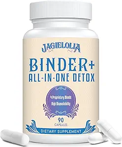 All-In-One Detox Binder Supplement 1500 MG - Hohe Bioverfügbarkeit, Liver Gut Detox Cleanse mit aktivierter Charcoal, Zeolite & Bentonit Clay für Toxine, Leber, Verdauung, 900 Vegan Kapseln