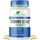Earth's Pearl Vitamin D3 K2 5000 IU - 3-in-1 K2 D3 Vitamin Supplement mit Probiotika für Frauen und Männer, 3-Monats-Versorgung, Gut Health Supplements für Frauen & Männer (90 CT)