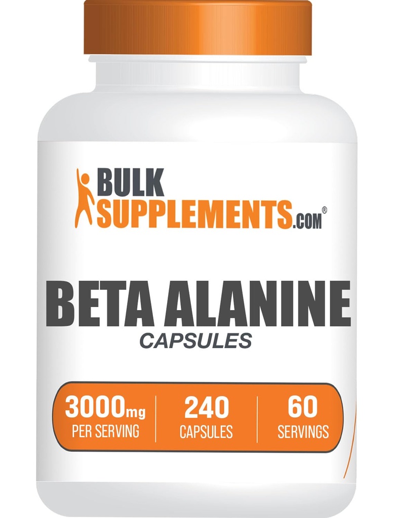 BulkSupplements.com Beta Alanine Capsules - Beta Alanine Supplement, Pre-Workout Supplement - Glutenfrei, 4 Kapseln pro Servierung, (3000mg), 240 Count (Pack von 1)