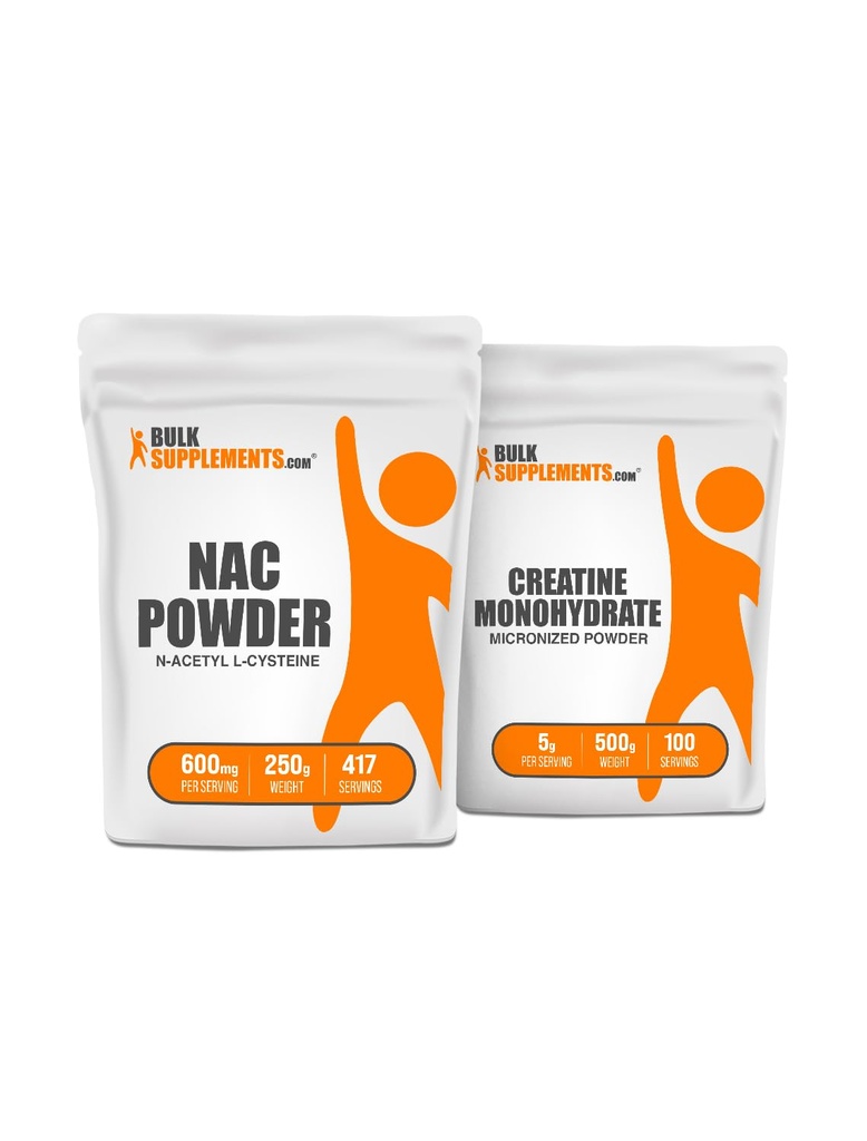 BulkSupplements NAC (N-Acetyl L-Cystein) 250g + Creatine 500g Bundle
