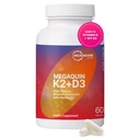 Microbiome Labs MegaQuin D3 + K2 - High Potency Vitamin D3 K2 Supplement - Bioactive & Bioavailable - Vitamin D3 5000 iu & MK-7 - Unterstützung von Knochen, Herz, Nerve & Immune Health (60 Kapseln)