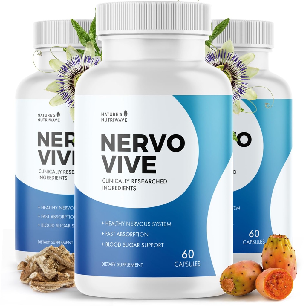 Nervovive Nerve Support Supplement - Advanced Formula Nerve Health Supplements, All Natural Potent Supplement, Maximum Strength for Overall Health and Wellness - 60 Capsules, 3 Month Supply