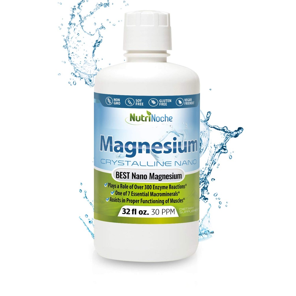 Flüssiges Magnesium von NutriNoche– 99,99% Ultra Pure Crystalline Nano Tropfen für maximale Absorption & Bioverfügbarkeit - Magnesium Glycinate Liquid Alternative - Unterstützt Schlafkalm Energie Muskeln Nerven