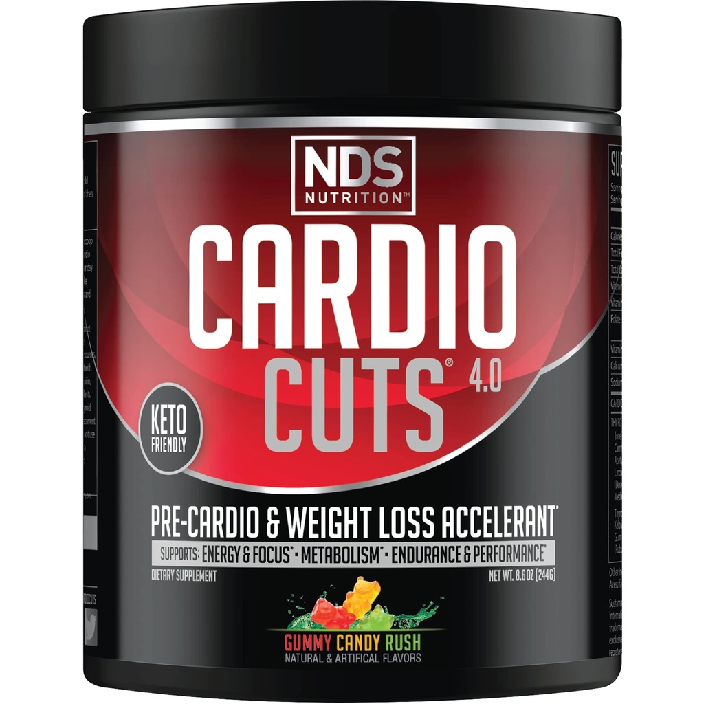 NDS Nutrition 4.0 Pre Workout Supplement - Advanced Weight Loss and Pre Cardio Formula mit L-Carnitin, CLA, MCTs, L-Glutamin und Safflower Oil - Gummy Rush (40 Servierungen)