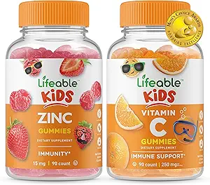 Lebensfähige Zink Kinder + Vitamin C Kinder, Gummi Bundle - Große Verkostung, Vitamin-Ergänzung, Glutenfrei, GMO frei, Kaugummi