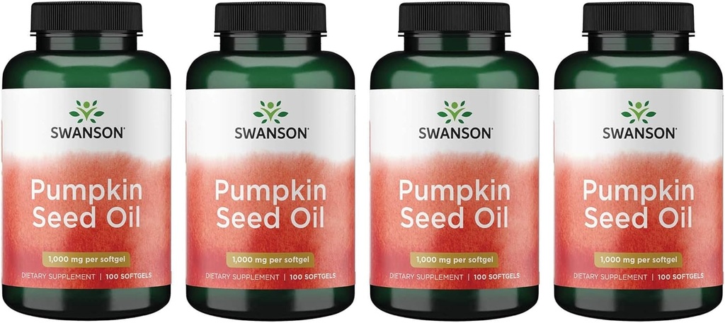 Swanson Kürbis Seed Oil - Hohe Bioverfügbare EFAs - (100 Softgel Kapseln, je 1000mg) 4 Pack