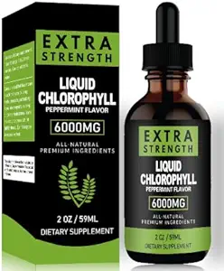 Chlorophyll Flüssigkeitstropfen für klare Haut- und Energie-Boost - Immununterstützungsergänzung Flüssiger Chlorophyll für Gutgesundheit - Interner Deodorant - Antioxidant- 2 FL OZ