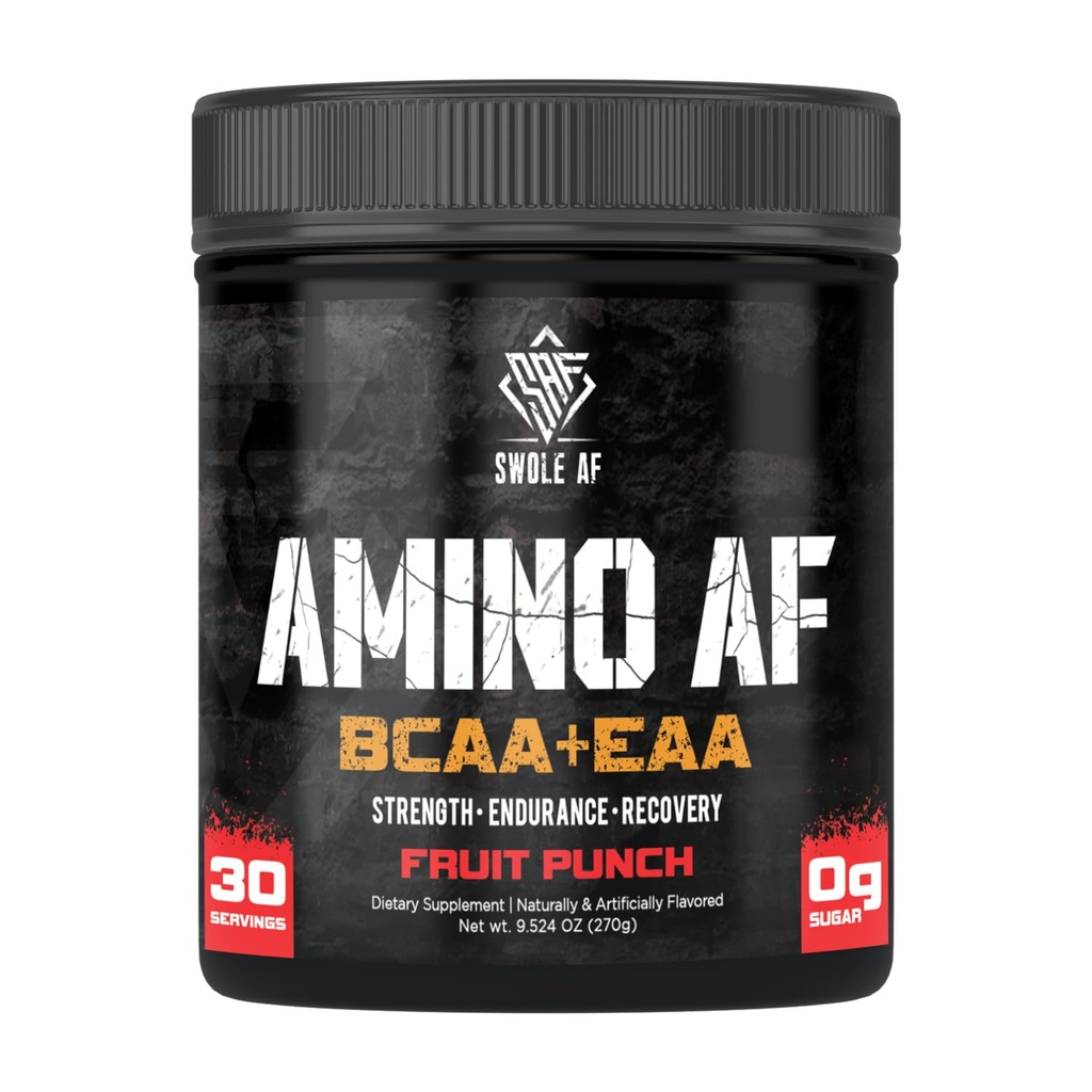 Swole AF | Amino AF BCAA + EAA | Essential Amino Acids for Muscle Gain Endurance & Recovery | Nahrungsergänzungsmittel für verbesserte Stimmung schneller Metabolismus | Fruit Punch