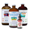 LIQUIDHEALTH Women's Health & Vitality Daily Liquid Multivitamin Bundle mit Prenatal/Postnatal Multivitamin, Calcium & Magnesium, Daily Multi Mineral, & Bio Vitamin B12 Tropfen - USA Made, Non-GMO