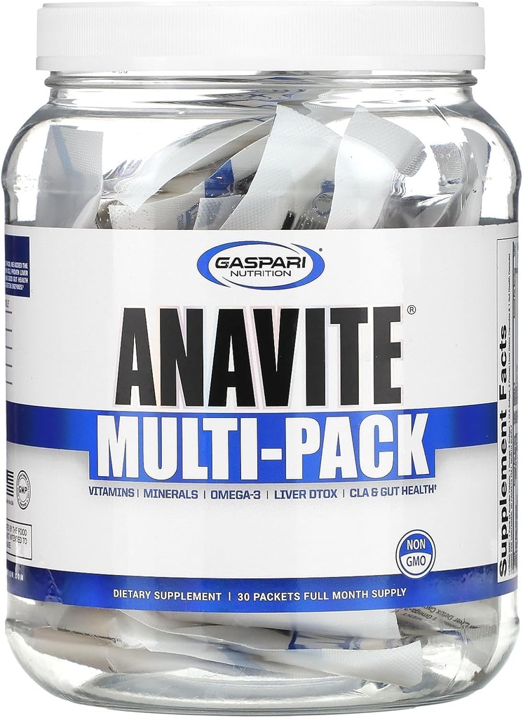 Gaspari Nutrition Anavite, Full Spectrum Multi-Vitamin Packs, Anavite Multivitamins, CLA, Omega 3s, Proven Gut, und Proven Liver Detox, Alle in 1 (30 Portionen, 5 in 1 Multivitamin Pack)