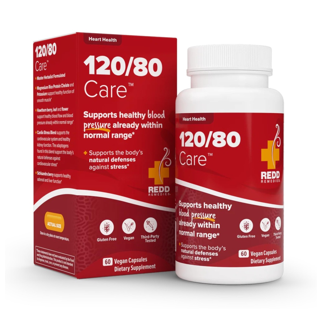 Redd Remedies, 120/80 Pflege, Herzgesundheit und natürliche Blutdruckunterstützung, 60 Vegan Kapseln