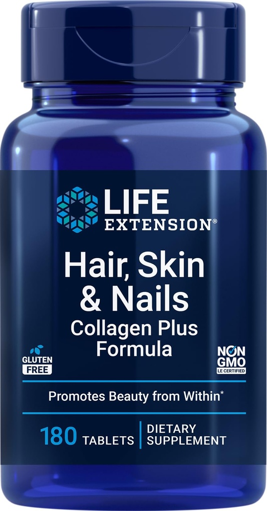 Life Extension Hair, Skin & Nails Collagen Plus Formel, 180 Tabletten