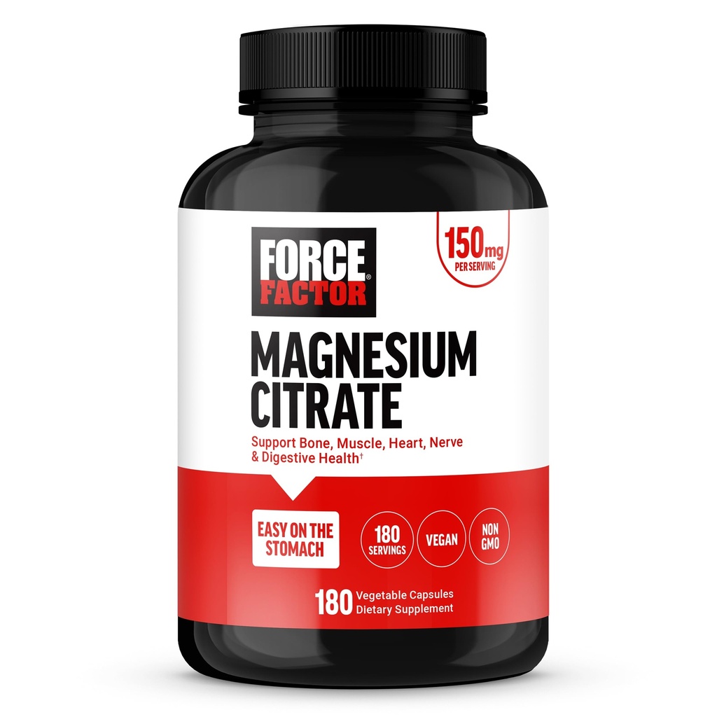 Kraftfaktor Magnesium Citrat, Magnesium Beilage für Frauen und Männer zu unterstützen Knochen, Muskel, Nerve, Verdauung und Herzgesundheit, leicht auf dem Stomach, Vegan, 6-Monats-Versorgung, 180 Kapseln
