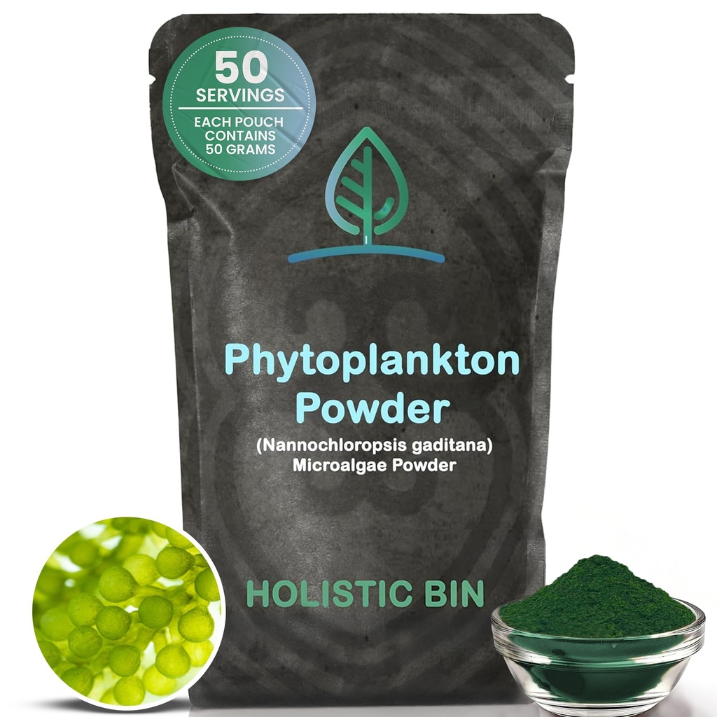 Holistic Bin Marine Phytoplankton Powder – Sustainable Cultivated in Nordic Green Water Farm – Nährstoff-Dense Omega-3 Superfood – Reich an Aminosäuren, Chlorophyll, Vitamine & Trace Minerals – 50 Gramm