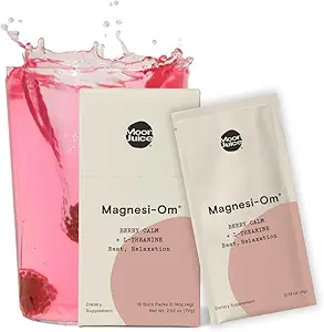 Moon Juice - Magnesi-Om, Berry & Blue Lemon - Sticks (14 Servierungen) - Support Brain Health, Rest - Magnesium Powder - L-Theanine - Regularity - 100% Traceable - Vegan, Non GMO - 0.14oz
