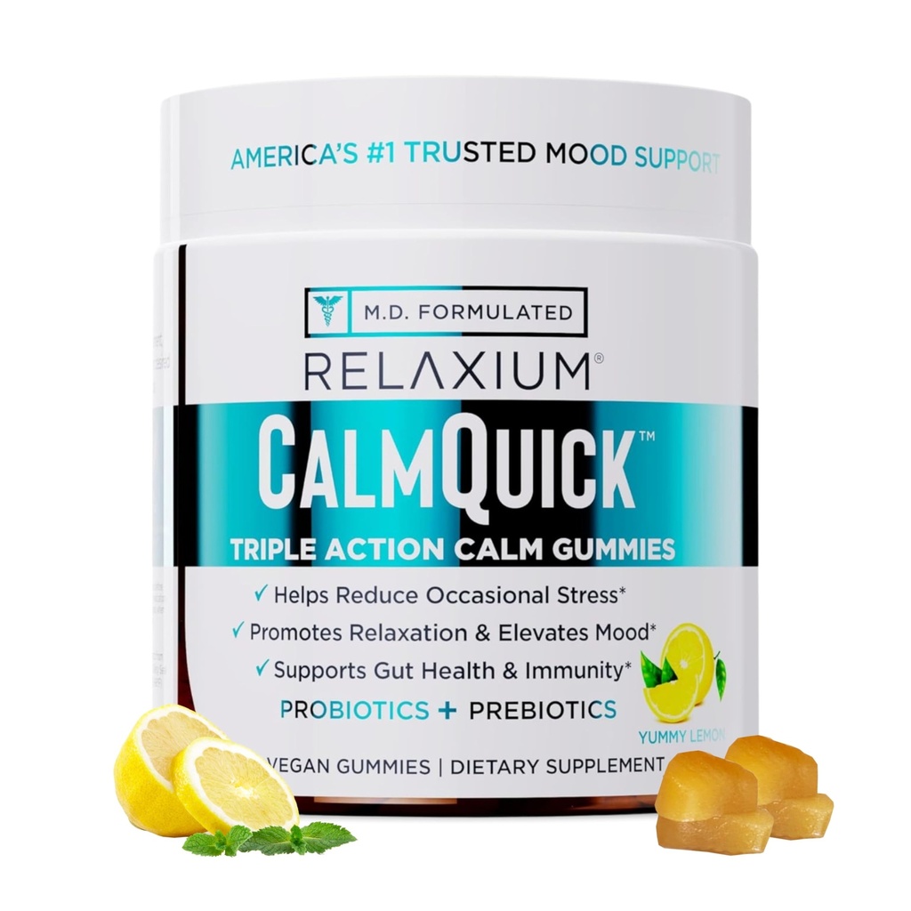 Relaxium Calm Gummy, entwickelt in den USA, mit Vitamin B6, Magnesium und L-Theanin, ein Gummy pro Servierung, 60 Gummies