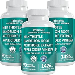 32-in-1 Liver Cleanse Detox and Repair with Milk Thistle, Silymarin, Artichoke Extract, Beetroot Powder - Gallbladder Supplement with Active Liver Health Formula - 1426mg (90ct, Pack of 3)