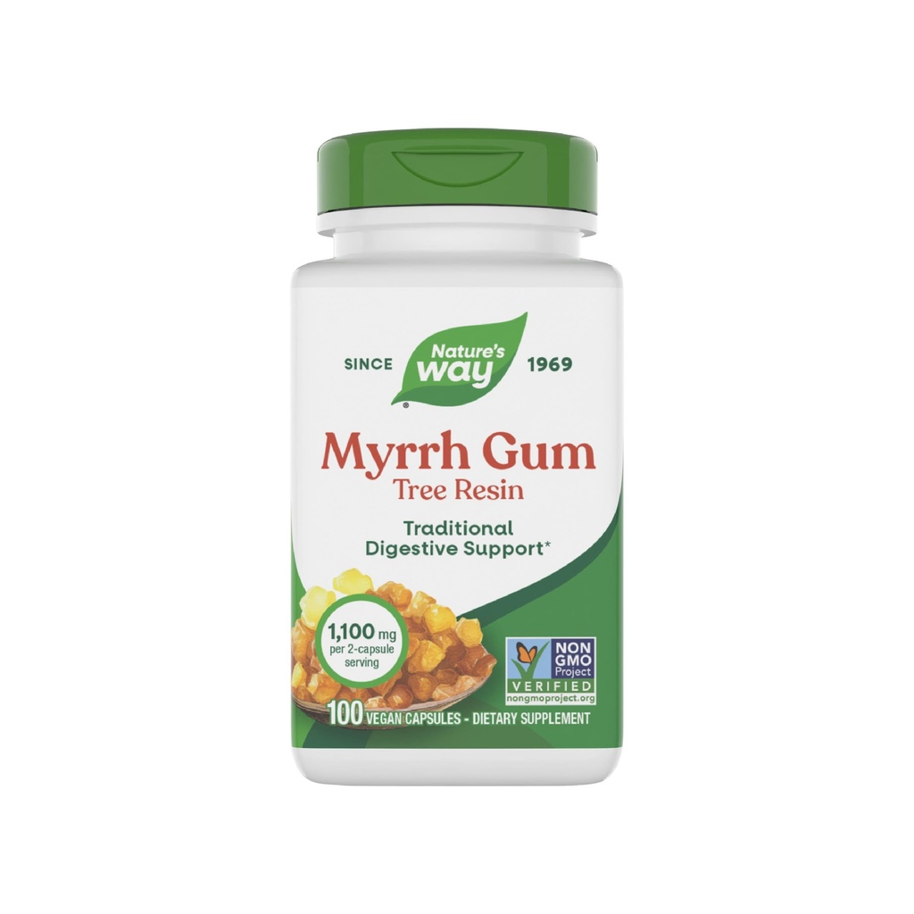 Nature's Way Myrrh Gum Tree Resin, Traditionelle Verdauungsunterstützung*, 1.100mg pro Servierung, 100 Kapseln (Packaging May Vary)
