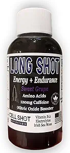 Sweet Grape Long Shot - 4 Pack - Nitric Oxid Booster, Koffein, Nootropics, Elektrolyte, Aminosäuren - natürliche Endurance und Leistungsverbesserung