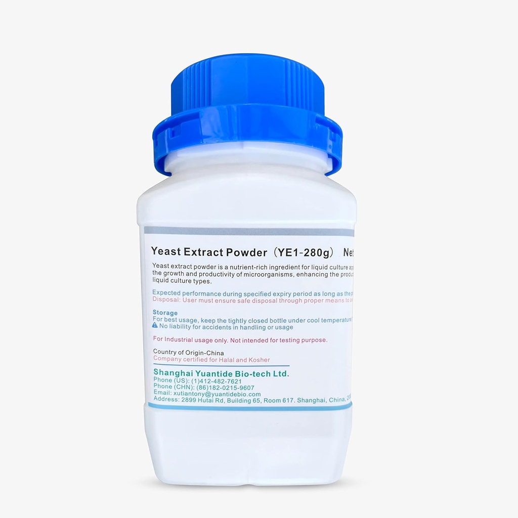 Yuantide Yeast Extract (YC01) Pulver (280g) - Industrial Grade Nährstoff für Mykologie und Mikroorganismen