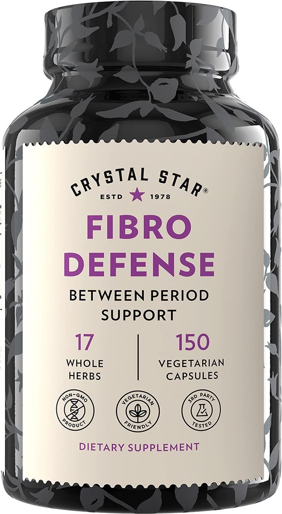 Crystal Star Fibro Defense, 150 Kapseln - Brust & Uterine Gesundheit zwischen Perioden - Natürliche Kräuterergänzung Caps für Frauen - Vegetarisch, Non GMO