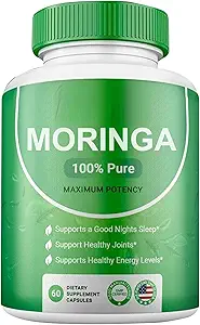 Moringa Powder Capsules - 800mg reines Nährstoff-Rich Moringa Pulver - Eine natürliche grüne Antioxidante Superfood - unterstützt Energie, Gut Health+Essential Vitamine & Aminosäuren
