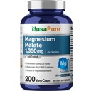 NusaPure Magnesium Malate 1350mg 200 Veggie Kapseln (Vegan, Non-GMO, Vegan)