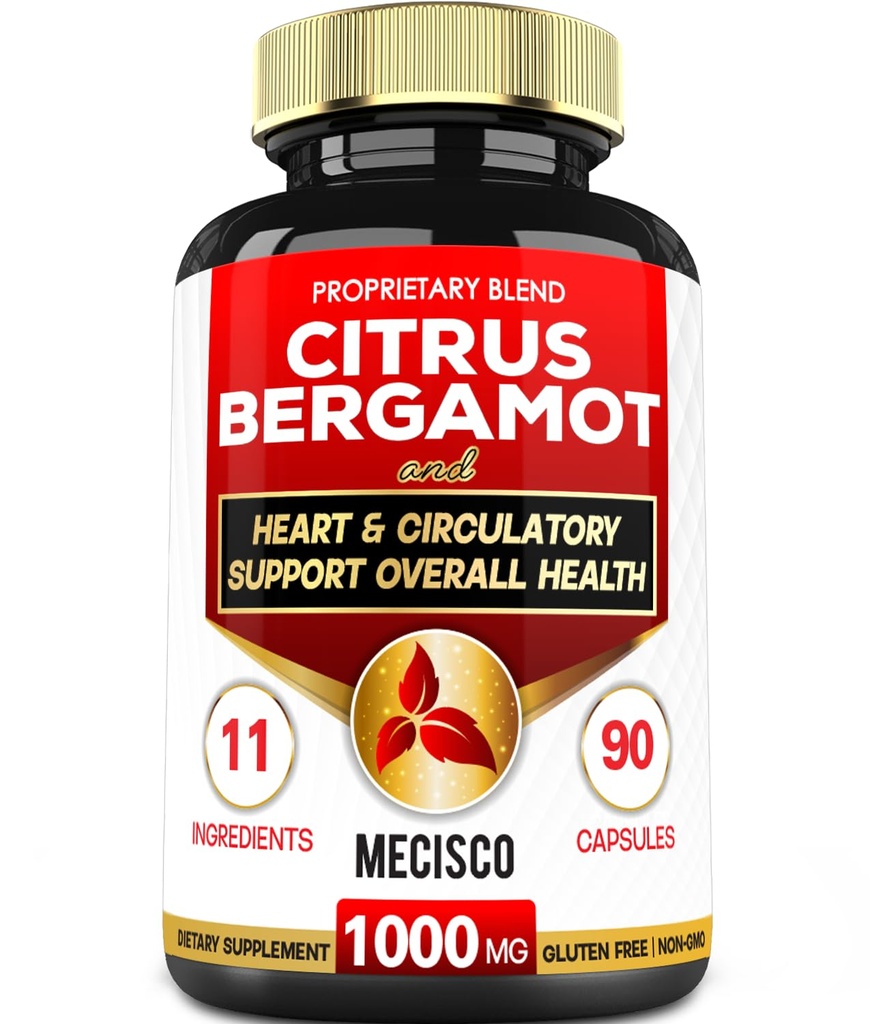 Mecisco 11 in 1 Citrus Bergamot Supplement 1000mg with Black Chokeberry, Berberine HCl & More - 90 Capsules - Supports Heart Health, Immune System, Energy Production