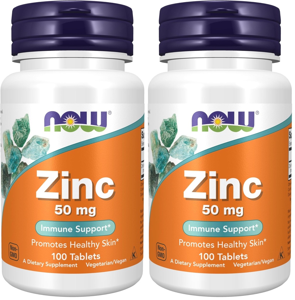 JETZT Nahrungsergänzungsmittel, Zink (Zinc Gluconate) 50 mg, Unterstützt Enzymfunktionen*, Immununterstützung*, 100 Tabletten (Pack von 2)