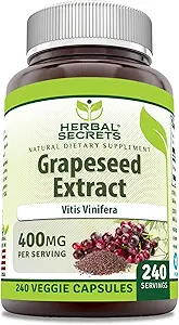 Herbal Secrets Grapeseed Extract 400 mg 120 Veggie Capsules Supplement | Non-GMO | Gluten Free (120 Count | Pack of 2)