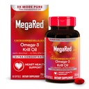 MegaRed Antarctic Krill Oil 750mg, Omega-3-Fettsäure-Supplement, Ultrakonzentrat EPA & DHA Softgels, Antioxidans Astaxanthin, Herzgesundheitsergänzung ohne Fischöl-Nachgeschmack, 80ct