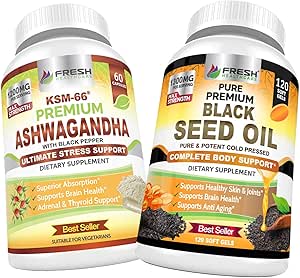 FRESH HEALTHCARE Ashwagandha KSM 66 und Black Seed Oil - Bundle