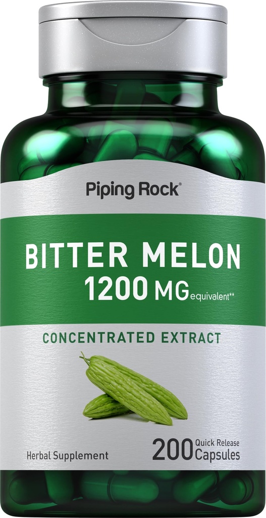 Piping Rock Bitter Melon Kapseln 1200mg | 200 Count | Momordica Charantia | Konzentrierter Extrakt | Kräuterergänzung | Non-GMO, Glutenfrei