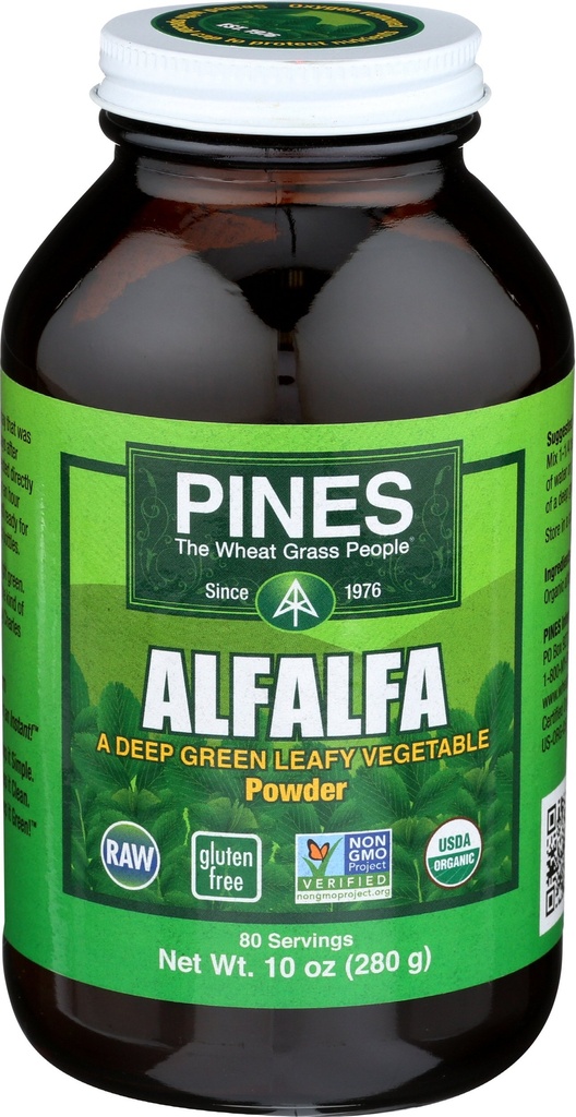 Pines Bio Alfalfa Pulver, 10 Unze