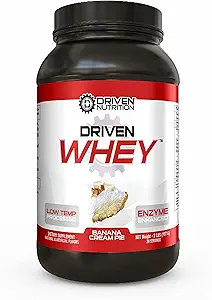 Driven WHEY- Grass Fed Whey Protein Powder: Delicious, Clean Protein Shake- Verbessern Muskelrückgewinnung mit 23 Gramm Protein mit zugesetzten BCAA und Verdauungsenzymen (2 lb, Banana Pie)