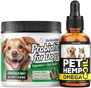 Hеmp Öl für Hunde - Omega 3,6,9 für Haut + Probiotics Chews für Hunde