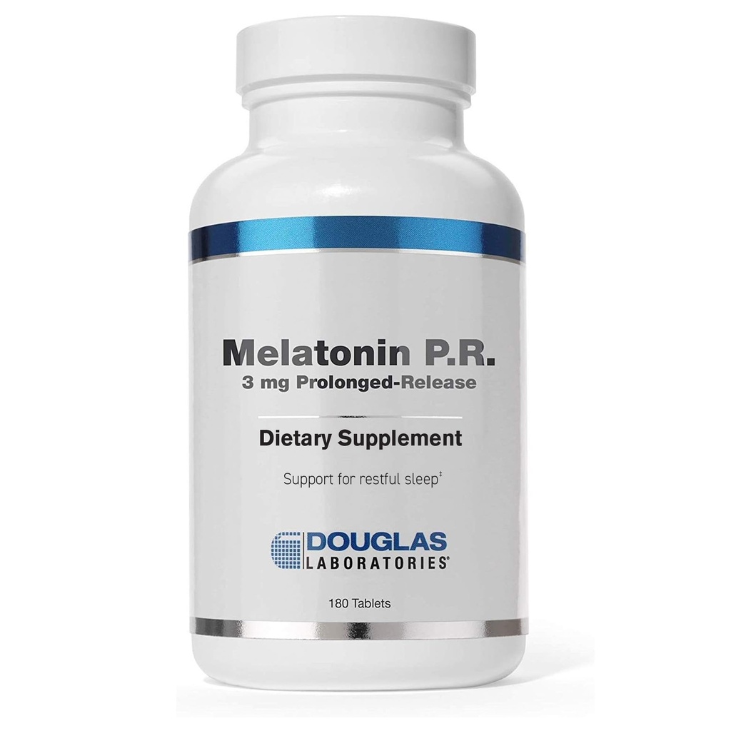 Douglas Laboratories Melatonin verlängerte Freisetzung - 3 mg Melatonin - Schlafunterstützungsergänzung - für Hormonhaushalt, Entspannung, Antioxidantien und Immunsystem* - 180 Tabletten