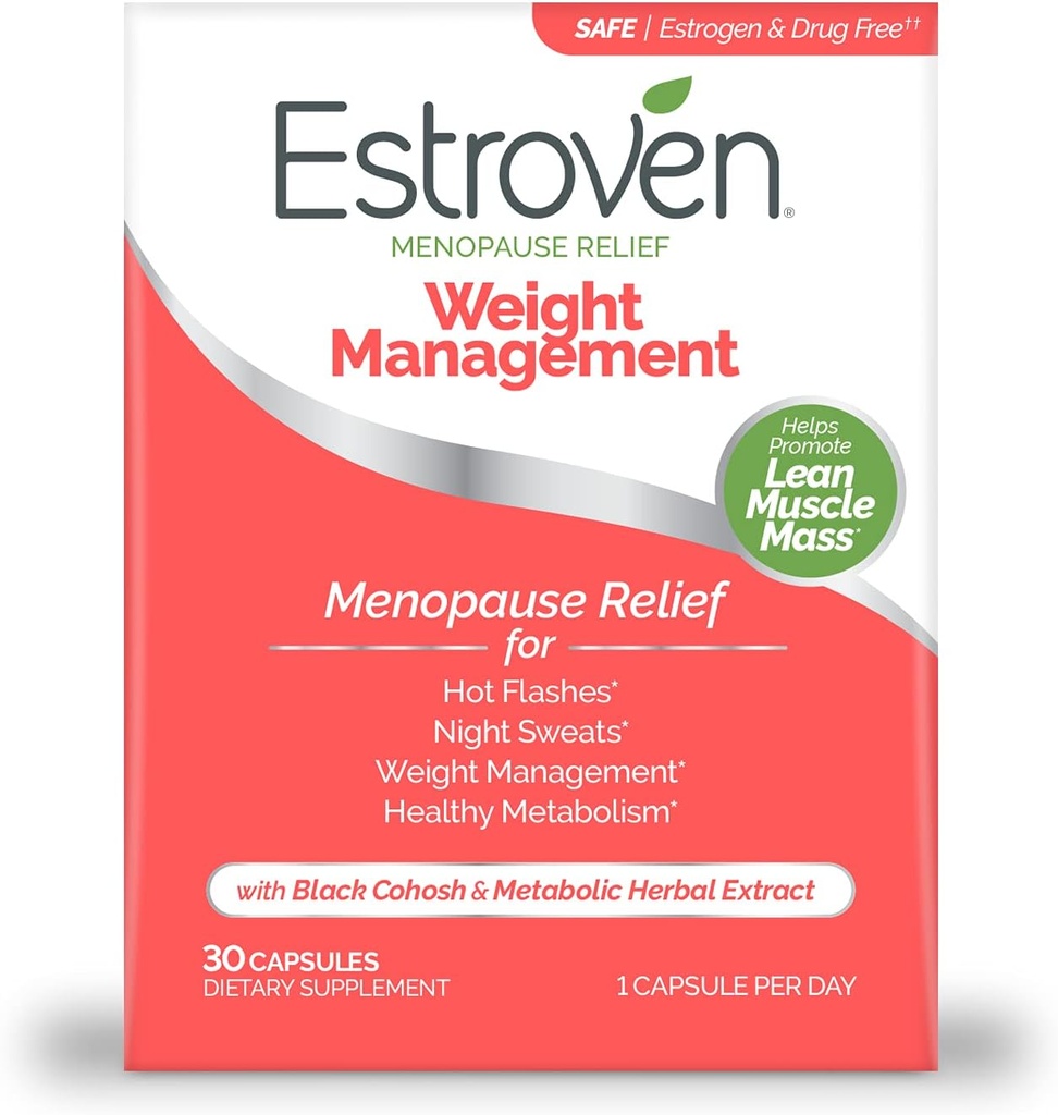 Estroven Menopause Relief Gewicht-Management 60 & 30 Count Klinisch bewährte Gewichts-Hot Flashs Nacht-Schwänze