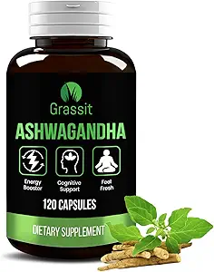 Grassit Ashwagandha Supplement 500 mg/120 Kapseln Best Naturals Ashwagandha Kapsel für Gesamtgut Sein