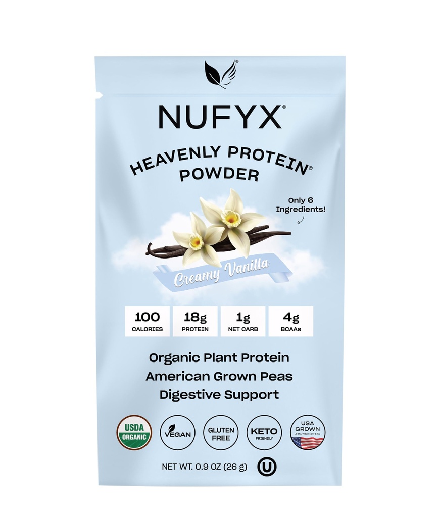NUFYX® • Himmlisches Protein®-Pulver • Welt feinste 100% organische amerikanische Grown-Bäse • Vegan • Glutenfrei • Niedrige Kohle (Kreamy Vanilla, Packung)