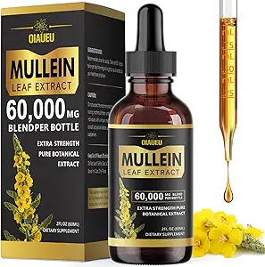Mullein Tropfen für Lunge, Natürliche Mullein Blatt Extrakt, Atmungsunterstützung & Lung Cleanse Kräuterergänzung, Vegan - 2 fl oz