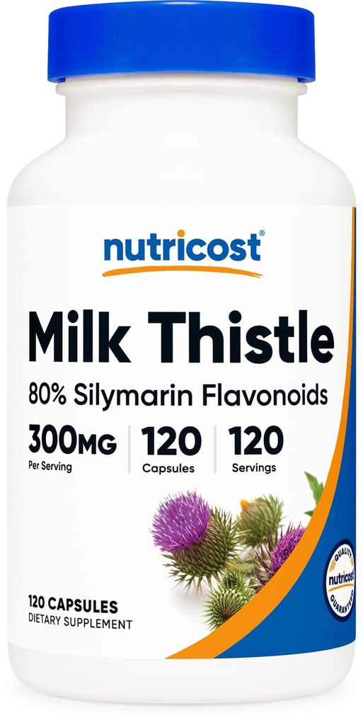 Nutricost Milk Thistle Kapseln 300mg, 120 Kapseln (80% Silymarin) - Gluten-Free & Non-GMO