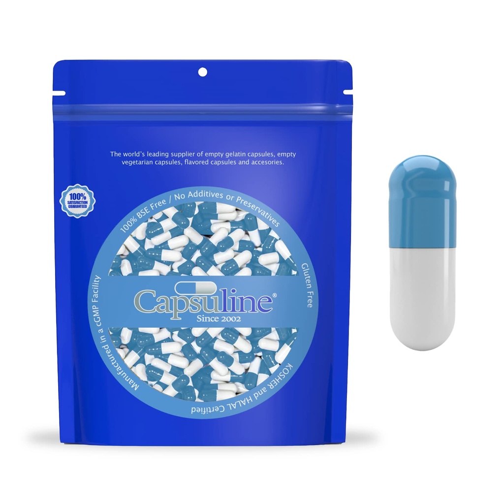 Capsuline Farbige Größe 000 Leere Gelatine Kapseln Blau/Weiß 1000 Zähler