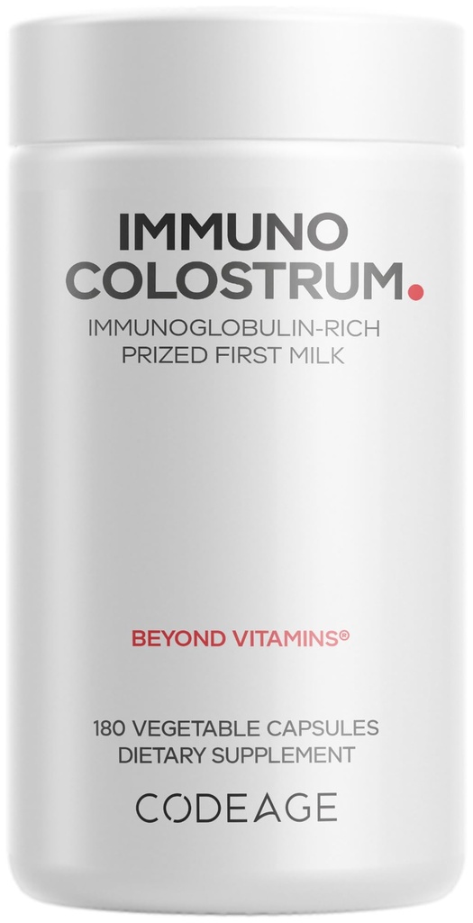 Codeage Colostrum Supplement, Grass-Fed Colostrum - Preisierte erste Milch - Grass-Finished, Freeze-Dried - Vitamine, Immunoglobuline, Wachstumsfaktoren - Non-GMO, Gluten-Free - 180 Kapseln